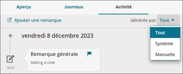 Remarques de travail - Ajouter des remarques à un travail