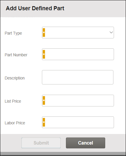 User Defined Parts